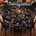 thumbnail image 3 of Halloween Pumpkins Tablecloth Waterproof, Boo Bats Black Table Cloth Round Stain Resistant, Washable Table Cover for Home Kitchen Dining Party Decoration (70 inch), 3 of 6