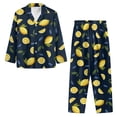 thumbnail image 2 of Xixirimido Lemons Navy Blue Print Mens Pajama Set Long Sleeve Sleepwear Classic Button Down Loungewear Soft Sleepwear Pj Set with Pockets, Large, 2 of 4