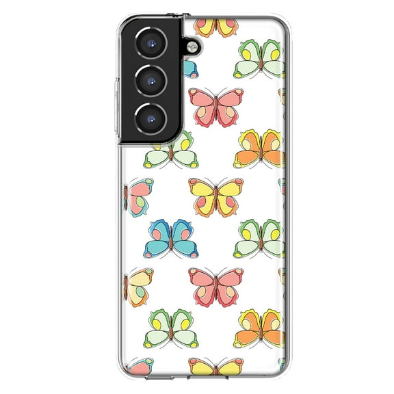 Mundaze - Case for Samsung Galaxy S22 Slim Shockproof Hard Shell Soft TPU Heavy Duty Protective Phone Cover - Colorful Butterflies