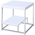 thumbnail image 1 of Steve Silver Lucia 24" Square End Table in White and Chrome Metal, 1 of 5