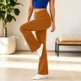 thumbnail image 5 of Mifsaly Yoga Pants for Women High Waisted Flare Leggings Soft Stretchy Workout Activewear with Pockets Orange,L, 5 of 8
