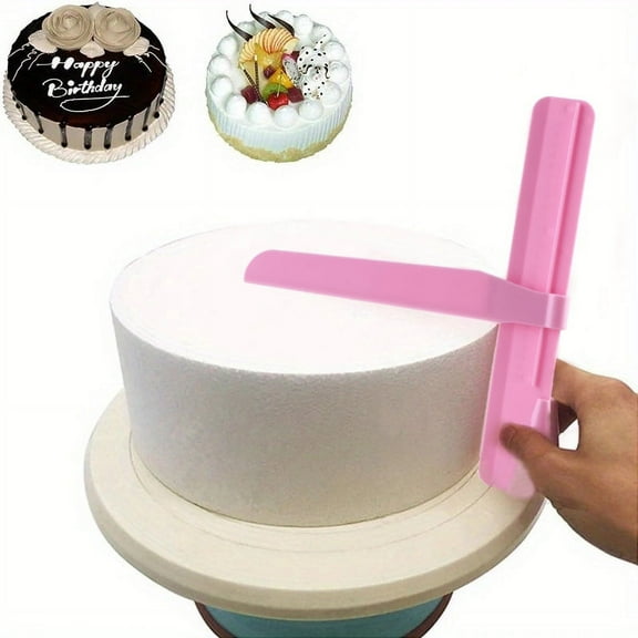 Beginner-Friendly Adjustable Cake Scraper & Smoother – 9.2" x 8" Pink Decorating Tool for Buttercream, Fondant & Ganache, Easy to Use for Home Bakers