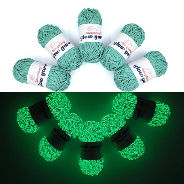 Lana Bulingbuling Glow in The Dark, 260 g, 273 yardas, color verde océano