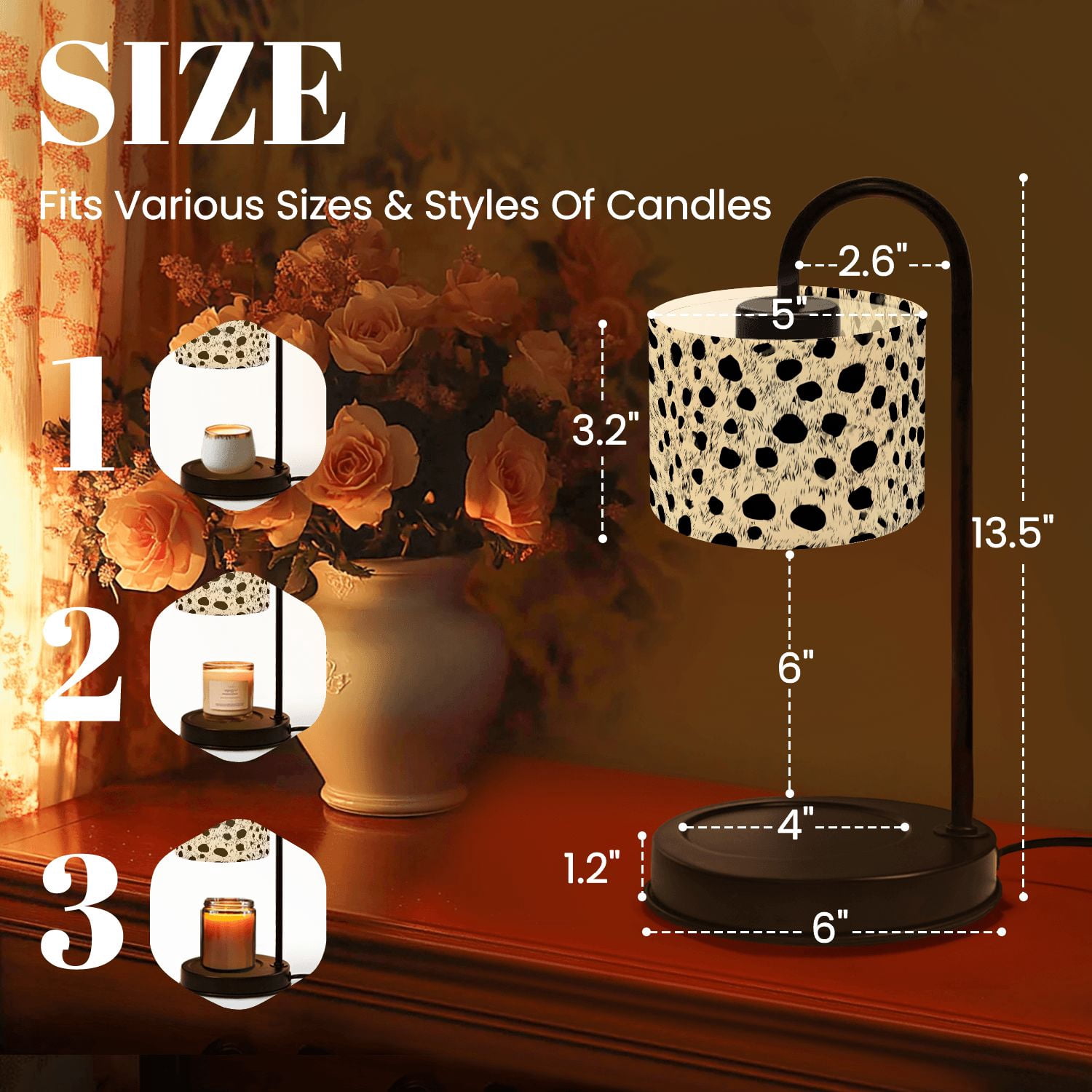 Candle Warmer Lamp with Timer Dimmer irregular ink black spots white Candle Lamp Warmer for Jar Candle with 4 Bulbs Gifts for Women House Warming Gifts