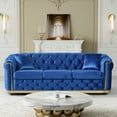 thumbnail image 3 of Wiilayok 84.6" Velvet Button Tufted Sofa,Mid-Century Classic Chesterfield Sofa Couch with Thick Backrest&Armrest,Gold Steel Accents,3 Seat Sofa Couches for Living Room,Blue, 3 of 8