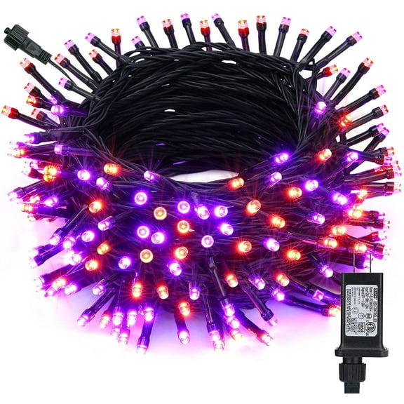 Toodour Orange & Purple Halloween Lights, 82ft 200 LED Plug in Halloween String Lights with 8 Modes, Memory & Timer Function, Connectable Halloween Outdoor Lights for Home, Garden, Halloween Decor