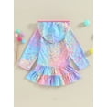 thumbnail image 4 of Kids Toddler Little Girl Swim Cover Up Towel Terry Swimsuit Wraps Zip Up Bathing Suit Robe Pool Beach Coverups Dress, 4 of 7