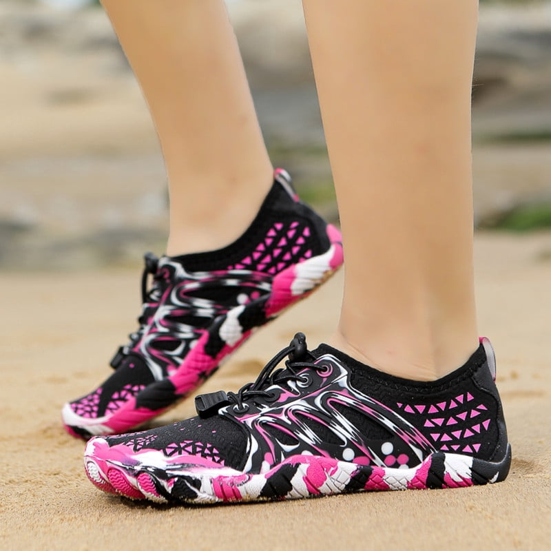Stepedia Womens Water Shoes Wide Toe Barefoot Beach Shoes for Swim Pool Surfing, Black Rose