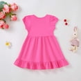 thumbnail image 4 of Quealent Toddler Baby Girl Back to School Dress Crayon Bow Embroidery Puff Sleeve Dresses Summer Clothes (Hot Pink, 18-24 Months), 4 of 9