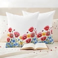 thumbnail image 3 of Red Blue Floral Outdoor Waterproof Pillow Covers, Independence Day Watercolor Wildflower Decorative Square Throw Pillowcase Sofa Cushion Sham for Patio/Couch/Chair, 24"x24" 2 Pack, 3 of 8