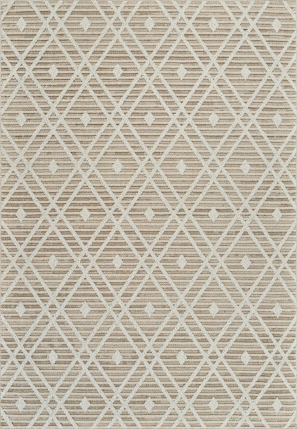 Tapis d'interieur exterieur abstrait Rug Branch Hogar, marron creme, moderne - Salon, chambre