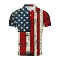 thumbnail image 5 of UVEASISHA American Flag Golf Shirts for Men Big and Tall 4th of July Polos Shirts Memorial Day Distressed Printed Patriotic Tee Short Sleeve Button Collared T-Shirt Black XL, 5 of 5