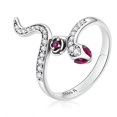 thumbnail image 1 of Anillo de serpiente de plata de ley 925 para mujer con flor rosa CZ Vi, 1 of 5