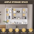 thumbnail image 4 of GZXS 35" x 28" Aluminum LED Mirror Cabinet, Wall-Mount/Recessed Bathroom Medicine Cabinet with Defogging, 3-Color Dimmable LED, Cosmetic Storage Rack & Hair Dryer Holder, White, 4 of 10
