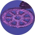 thumbnail image 1 of Ahgly Tapis Rond Lavable en Machine Intérieur Transitionnel Aztech Violet, 5 Pieds Rond, 1 of 7