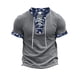 thumbnail image 4 of Ceisia Men's Slim Fit Short Sleeve Lace-Up Henley Top Ribbed Texture Paisley Patchwork Flower Collar Drawstring Spring Summer Shirt Gift, 4 of 9