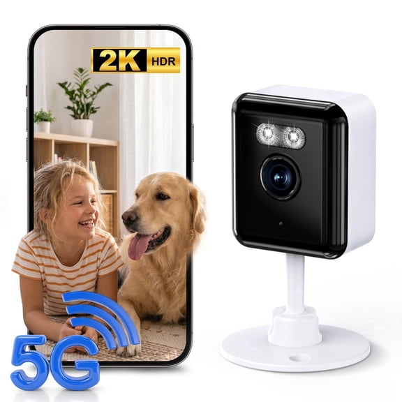 Jqimn 2K Indoor Cameras for Home Security, 2.4G/5GHz Wi-Fi Camera for Dog/Pet/Nanny/Baby, AI Text Recognition, Smart Search, Color Night Vision, 2 Way Talk, Human Detection