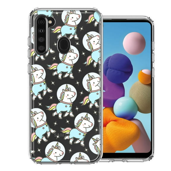 MUNDAZE For Samsung Galaxy A21 Space Unicorns Design Double Layer Phone Case Cover