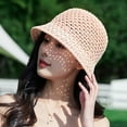 thumbnail image 5 of Women Beach Hat Knitted Hollow Out Round Hat Mesh Bucket Crochet Knitting Hat, 5 of 5