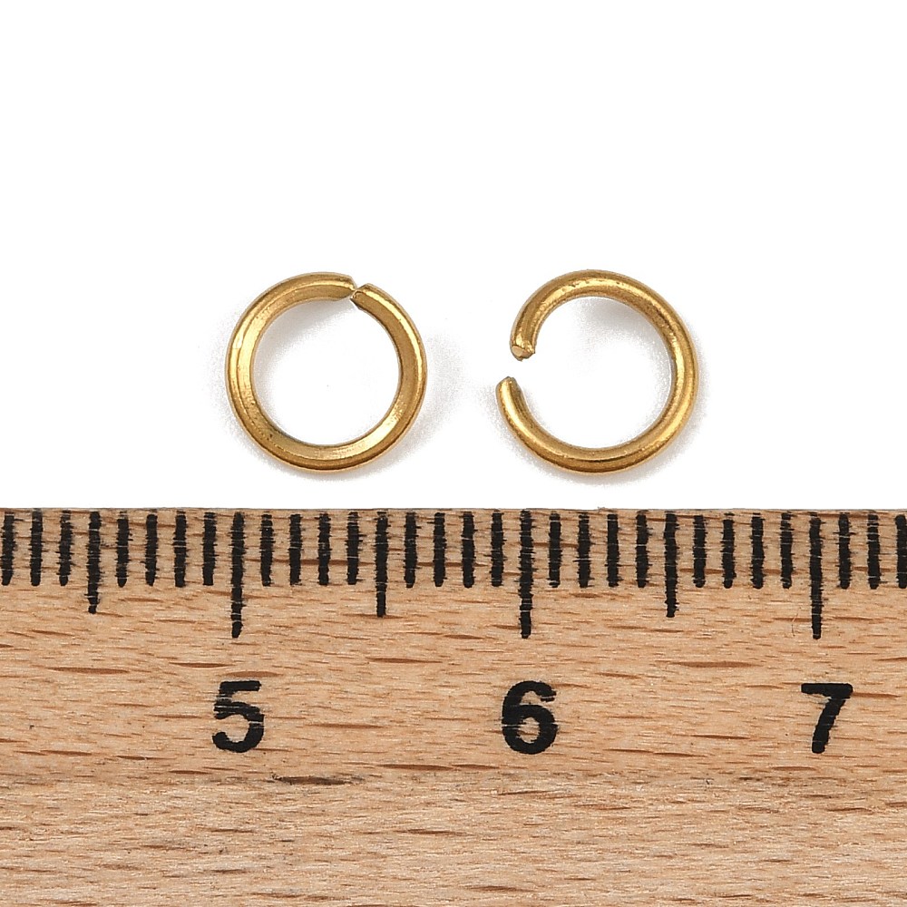 304 Stainless Steel Open Jump Rings Round Ion Plating(IP) Golden 7x1mm 18 Gauge Inner Diameter: 5mm