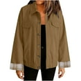 thumbnail image 4 of Stamzod Fall Jackets for Women 2025 Solid Color Turndown Button Down Jacket Casual Long Sleeve Women's Outerwear Khaki S, 4 of 7