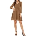 thumbnail image 3 of Allegra K Women's Solid Cute V Neck Half Sleeve Flowy a-Line Chiffon Dress, 3 of 7