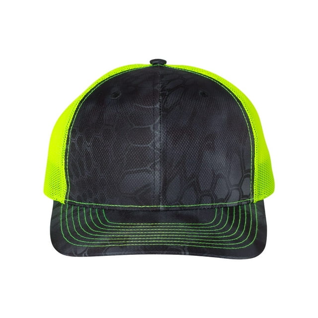 Richardson Printed Trucker Cap, Adjustable, Kryptek Typhon-Neon Yellow
