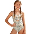 thumbnail image 2 of OOOUM Girls One Piece Swimsuit High Waist Hollow Out Swimwear With Adjustable Straps Adjustable Straps Stylish Casual Bathing Suit Beige 7 Y-8 Y, 2 of 5