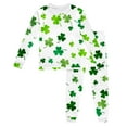 thumbnail image 2 of Hpapadks Girls Outfits St. Patrick's Day Long Sleeve Cartoon Prints T Shirt Tops Pants Outfit Girls' Clothing Sets, 2 of 5