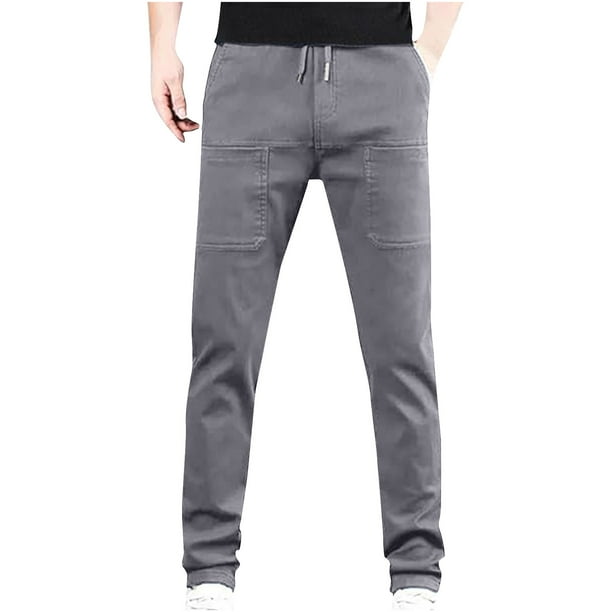 Pantalones largos para hombre, para exteriores, impermeables, a la moda, lisos, informales, con cintura elástica y bolsillos, pantalones cargo para hombre.