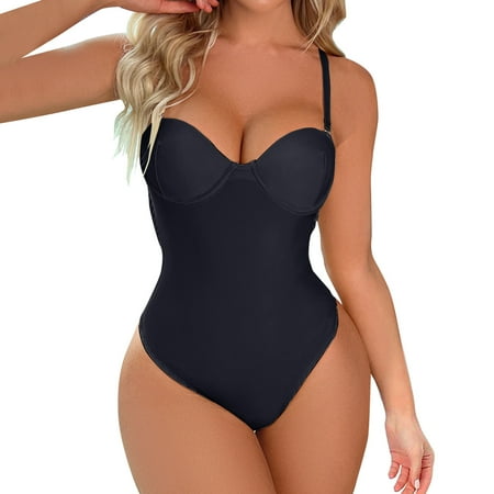 

GWAABD Hanging Neck Lingerie Women s Body Sculpting Gather Elastic Can Open The File Detachable Sling Fashion Underwear