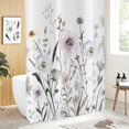 thumbnail image 2 of Floral Shower Curtain, Blue Grey Watercolor Flower Boho Botanical Farmhouse Bathroom Curtain Home Decor Waterproof Fabric Machine Washable with 12 Hooks, 72" x 84", 2 of 6