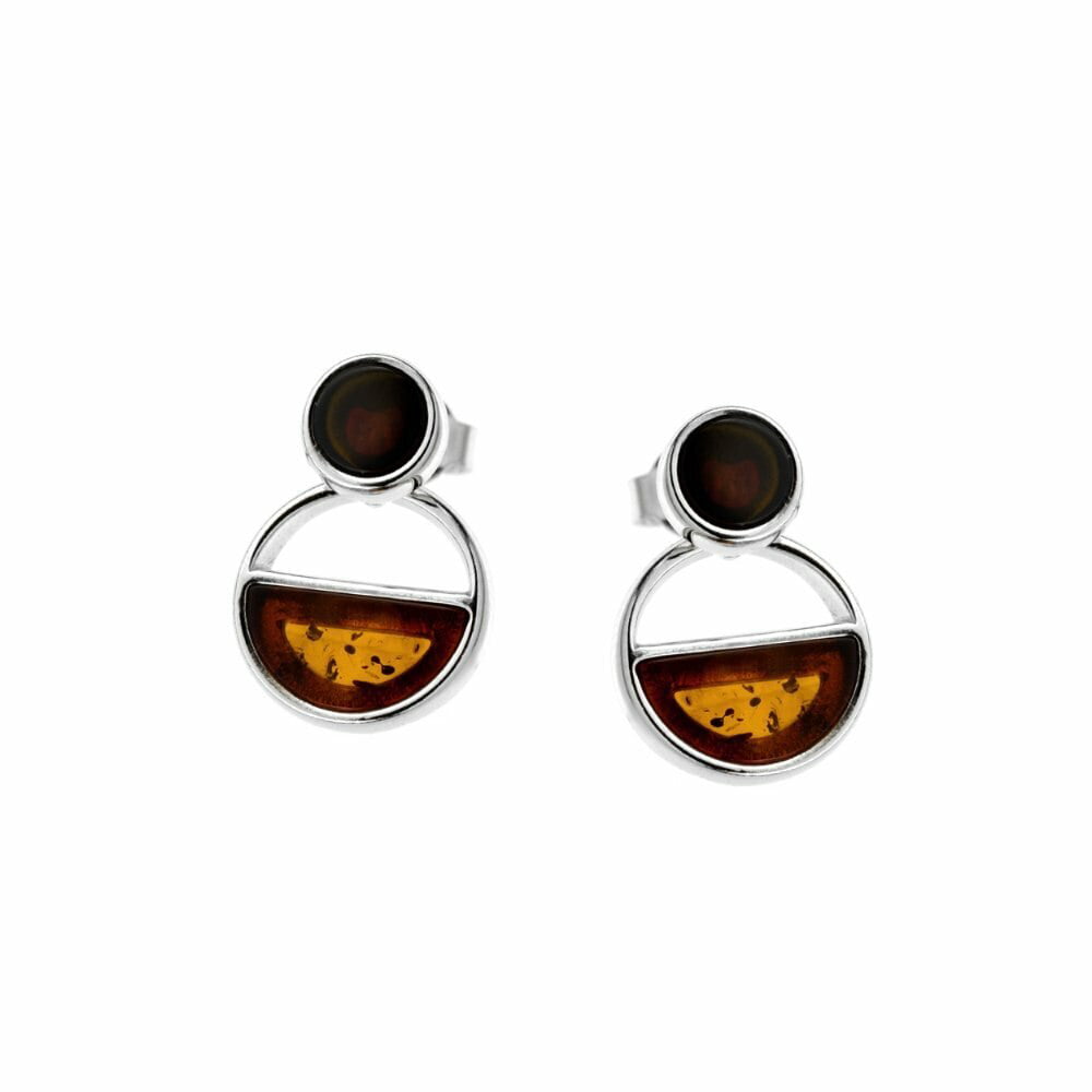 Genuine natural amber post earrings sterling silver