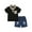 Black, variant on CARETOO Toddler Boy Clothes 2T 3T 4T 5T Summer Casual Cotton Fabric Polo Shirt Denim Shorts Set