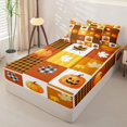 thumbnail image 2 of Manfei Watercolor Autumn Pumpkin Zipper Twin Comforter Sets with Fitted Sheet and 2 Pillowcases for Kids, Fall Plaid Maple Leaf Zipper Bedding Set, Halloween Reversible, 4-Piece, 2 of 6