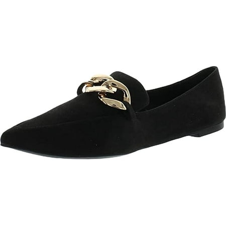 

Steve Madden Flourish Black Slip On Pointed Toe Suede Chunky Chain Loafers (Black New Suede 7.5)