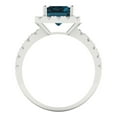 thumbnail image 4 of Clara Pucci 14K White Gold Solid Gold LondonBlueTopaz Halo Anniversary Ring for Women - 3.84 cttw Emerald Cut, 4 of 8