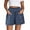 #02 Blue, variant on Zynoxe Shorts for Women with Button Pockets Lightweight Breathable Cotton Linen Shorts Comfort Elastic Waistband Mid-Thigh Wide Leg Shorts Relaxed Loose Fit Solid Color Summer Beach Shorts S