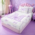 thumbnail image 2 of meiyoeat Ribbon Bowknot Monogrammed M Zipper Twin Comforter Sets with Fitted Sheet and 2 Pillowcases,Watercolor Coquette Letter Design Zipper Bedding Set For Girl,Reversible,4 Pieces, 2 of 7
