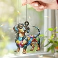 thumbnail image 3 of Lotusprinthandmade Dachshund Dog Custom Shape Broken Glass Hologram Ornament 3.5in, Dachshund Dog 3d ornament, 3d Dachshund Dog hologram piece, 3 of 3