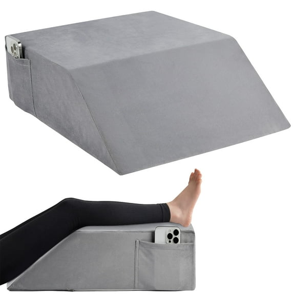 MOONORAH Wedge Pillows for after Surgery, Leg Pillow for Sleeping, Back Pain Relief, Blood Circulation, Knee Elevating Pillow, Grey, Flannelette