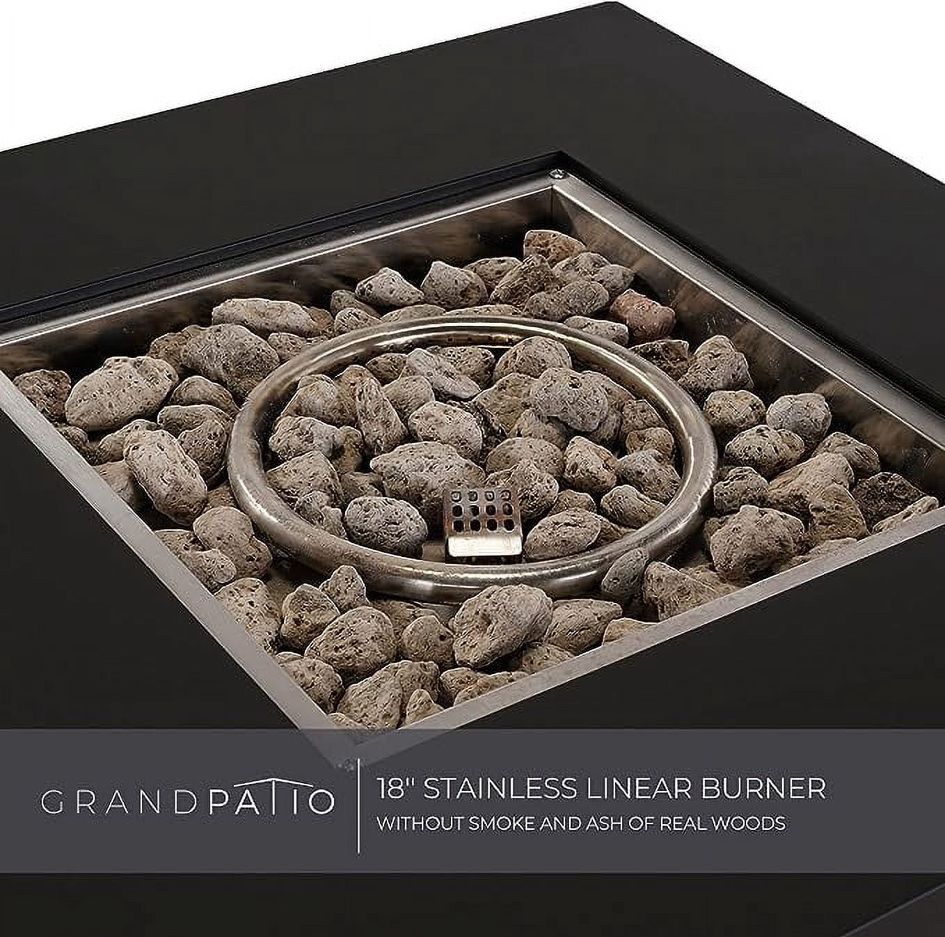 Grand Patio Outdoor Gas Fire Pit Table 30-Inch Square Propane Gas Fire Pit CSA Safety Approved 50000BTU with Steel Tabletop, Removable Lid, and Lava Rock for Garden, Backyard, and Deck Parties