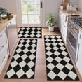 thumbnail image 2 of MeyJey Diamond Plaid Kitchen Rugs Sets of 3, Non Slip Kitchen Floor Mats Washable Kitchen Rug, Black White, 2 of 8
