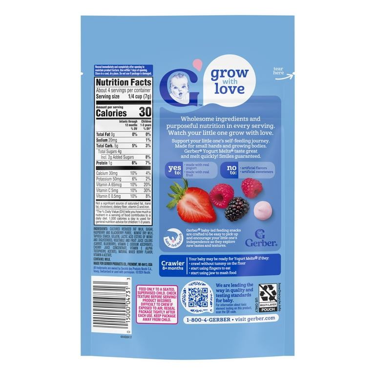 Gerber Mixed Berries Yogurt Melts Baby Snacks for Months Plus