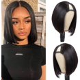 thumbnail image 1 of Paneway U Parte Peluca Pelucas De Cabello Humano Para Mujeres Negras 10 Pulgadas Corto Bob Peluca Recta Brasileña Remy Cabello Humano Bob Pelucas Clip En La Mitad Peluca U Parte Extensiones De Cabello, 1 of 1