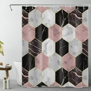 Pink and Black Marble Shower Curtain Decor,Modern Abstract Grey Marble Texture Geometric Shower Curtain for Bathroom 60X72 inch Polyester Fabric Bathroom Decoration Bath Curtains Hooks Included
