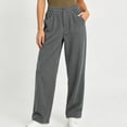thumbnail image 6 of WULMLEO Women's Corduroy Straight Leg Pants Elastic Back Waist Button Zip Fly Loose Casual Trousers with Pockets Dark Gray 2XL, 6 of 8