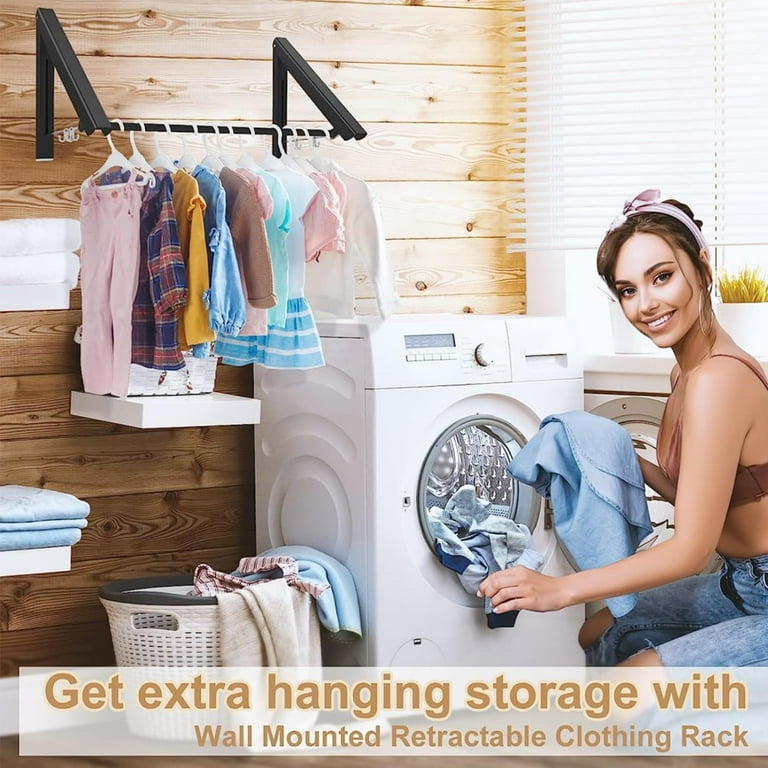 Laundry room rod for hanging clothes sale