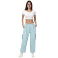 thumbnail image 5 of BODOAO Cargo Pants for Women High Waisted Casual Pants Work Pants Baggy Wide Leg Y2K Streetwear with Pockets Fashionable and Workout Pants with Pants with Zipper Suitable for Jogging and Light Blue L, 5 of 9