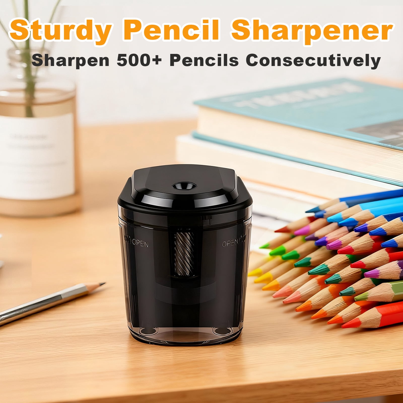 JILhome Heavy-Duty Electric Pencil Sharpener, Helical Blade Pencil Sharpener, Auto Stop Pencil Sharpener for No.2/Colored Pencils(6-8mm), Plug In Pencil Sharpener for Home, Office, Teacher, Black